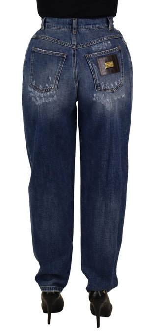 Pantalones sueltos de cintura alta azul lavado
