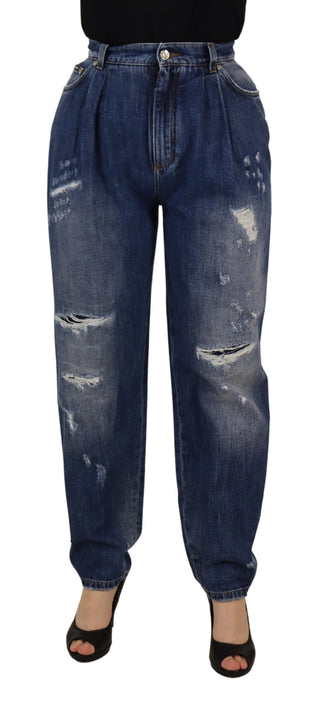 Pantalones sueltos de cintura alta azul lavado