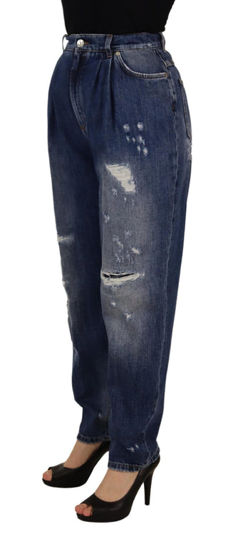 Pantalones sueltos de cintura alta azul lavado