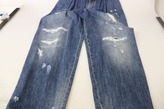 Pantalones sueltos de cintura alta azul lavado