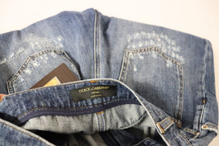 Pantalones sueltos de cintura alta azul lavado