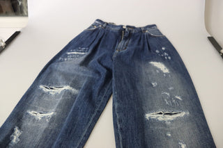 Pantalones sueltos de cintura alta azul lavado