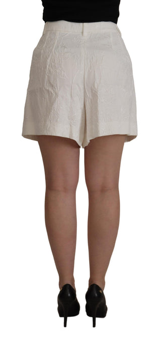 Weiße High-Waist Culotte-Shorts aus Baumwolle