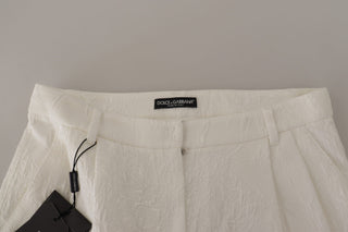 Weiße High-Waist Culotte-Shorts aus Baumwolle