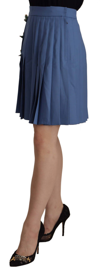 Minifalda plisada azul adornada de lana