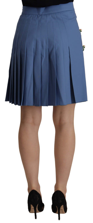 Minifalda plisada azul adornada de lana
