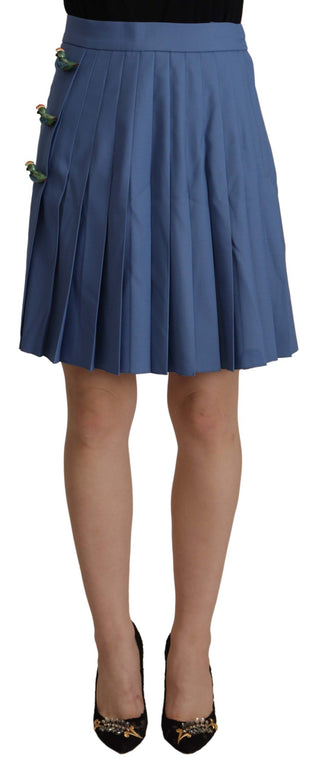 Minifalda plisada azul adornada de lana