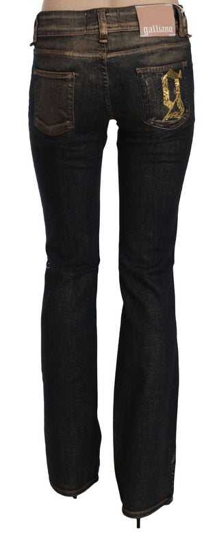 Pantalones vaqueros acampanados de cintura media lavados en negro de algodón