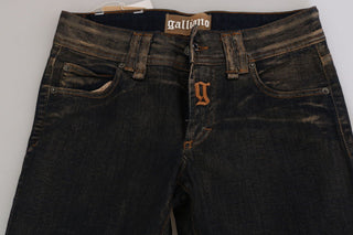 Pantalones vaqueros acampanados de cintura media lavados en negro de algodón