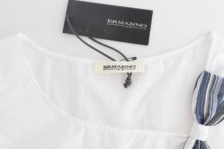 Weiß Blaues Top Bluse Tank Shirt Ärmellos