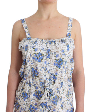 Vestido mini de playa floral azul