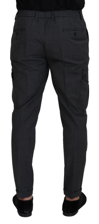 Graue karierte Stretch-Cargohose