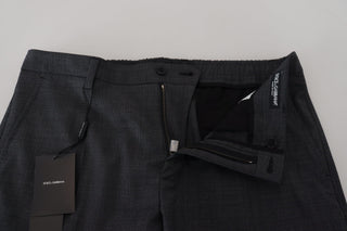 Graue karierte Stretch-Cargohose