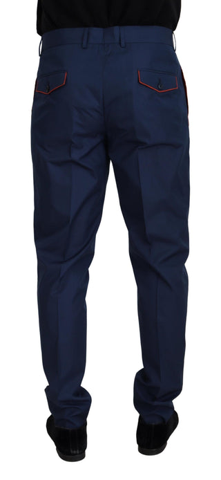 Blaue Baumwoll-Seiden-Chino-Hose