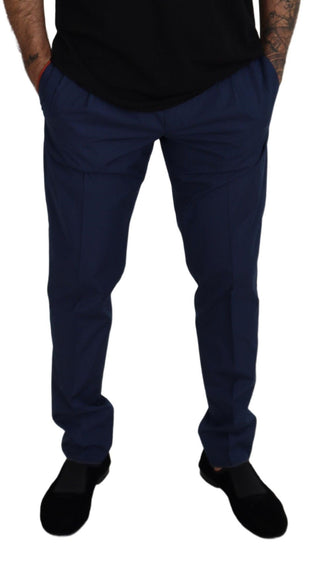Blaue Baumwoll-Seiden-Chino-Hose