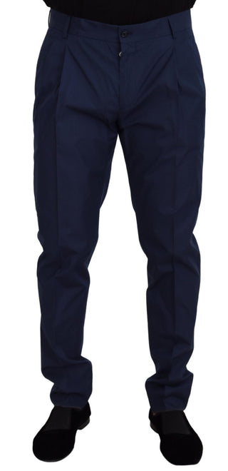 Blaue Baumwoll-Seiden-Chino-Hose