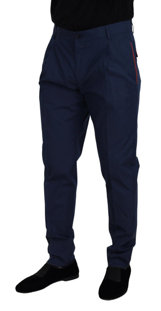 Blaue Baumwoll-Seiden-Chino-Hose
