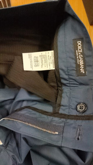 Blaue Baumwoll-Seiden-Chino-Hose