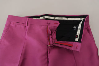 Pink Silk Slim Trousers Dress Formal Pants
