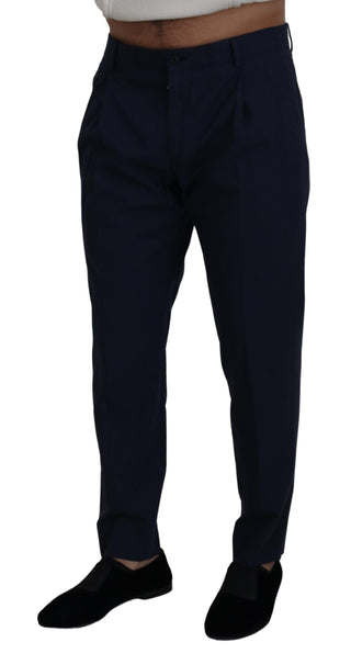 Blaue Baumwoll-Slim-Chinos-Hose