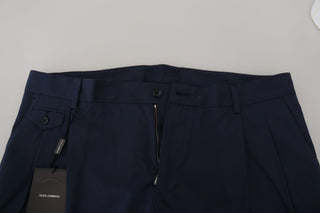 Blaue Baumwoll-Slim-Chinos-Hose