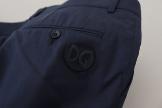 Blaue Baumwoll-Slim-Chinos-Hose