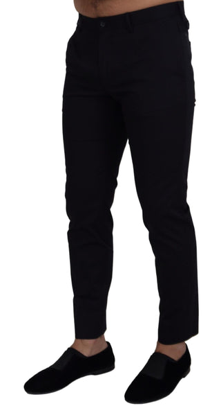 Blaue Stretch-Baumwoll-Chino-Hose Slim Fit