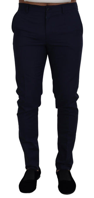 Blaue Leinen-Baumwoll-Slim-Hose Chinos