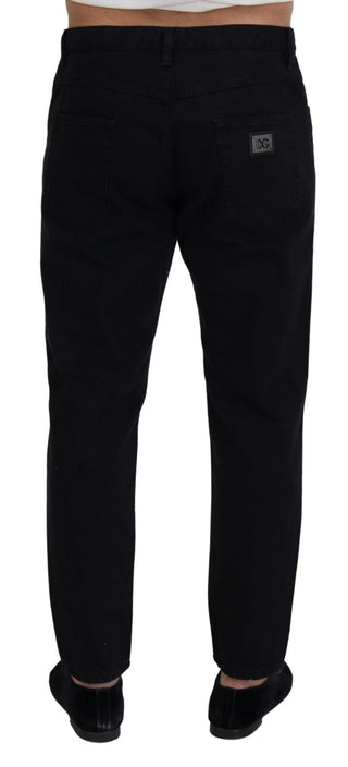 Jeans negros de algodón rotos, sueltos y de corte regular