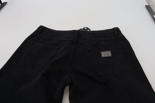 Jeans negros de algodón rotos, sueltos y de corte regular