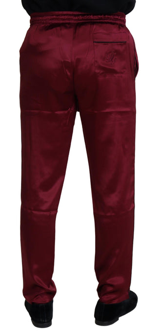 Pantalones de descanso DG de seda burdeos