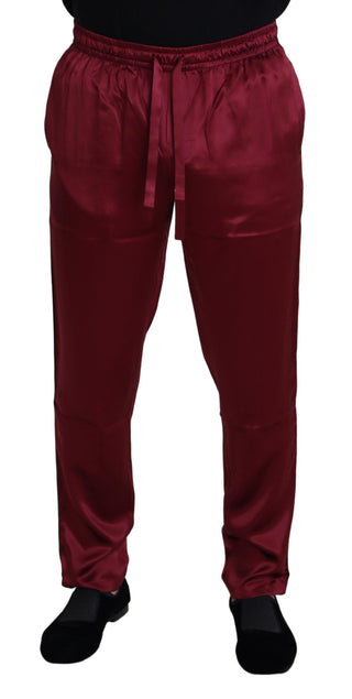 Pantalones de descanso DG de seda burdeos