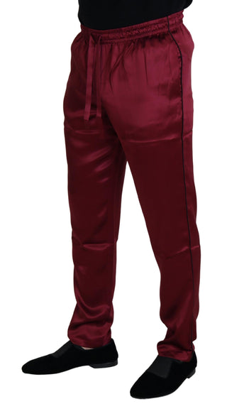 Pantalones de descanso DG de seda burdeos