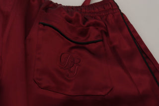 Pantalones de descanso DG de seda burdeos