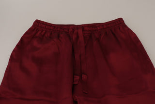 Pantalones de descanso DG de seda burdeos