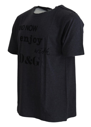 Graues Rundhals-T-Shirt aus Baumwolle mit kurzen Ärmeln
