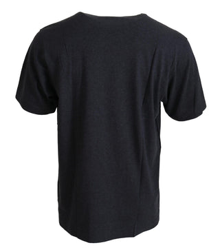 Graues Rundhals-T-Shirt aus Baumwolle mit kurzen Ärmeln