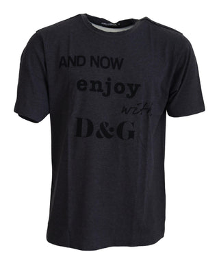 Graues Rundhals-T-Shirt aus Baumwolle mit kurzen Ärmeln