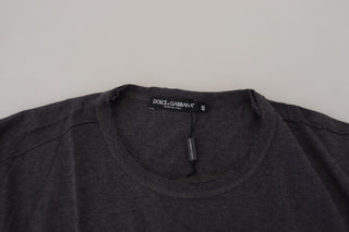 Graues Rundhals-T-Shirt aus Baumwolle mit kurzen Ärmeln