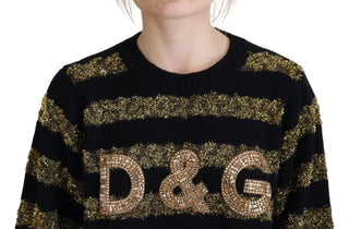 Black Gold D&G Kaschmirpullover mit Kristallen