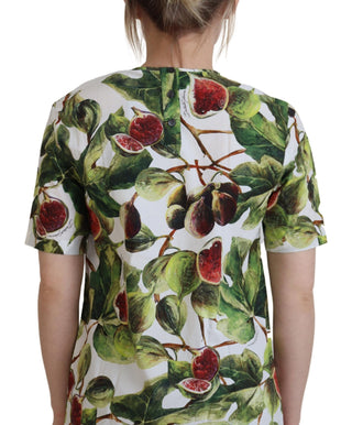 Blusa camiseta de algodón con cuello redondo y estampado de frutas