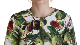 Blusa camiseta de algodón con cuello redondo y estampado de frutas