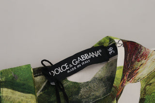 Blusa camiseta de algodón con cuello redondo y estampado de frutas