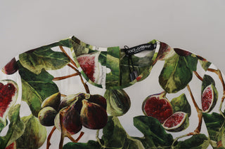 Blusa camiseta de algodón con cuello redondo y estampado de frutas