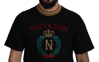Black Cotton Embroidered Crewneck T-shirt
