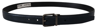 Blue Leather Silver Metal Buckle Vintage Belt