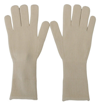 Weiße Kaschmir gestrickte Fäustlinge Herrenhandschuhe