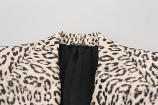 White Leopard Single Breasted Coat Blazer