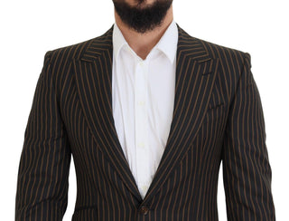Dark Gray Stripes Single Breasted Blazer