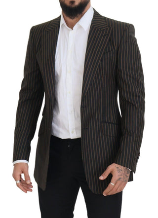 Dark Gray Stripes Single Breasted Blazer